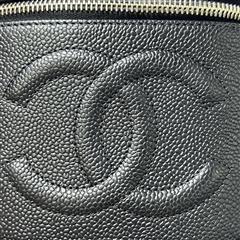 2003 Chanel Black Caviar Cosmetic Bag CC